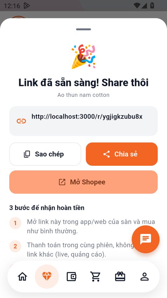 Tạo link hoàn tiền